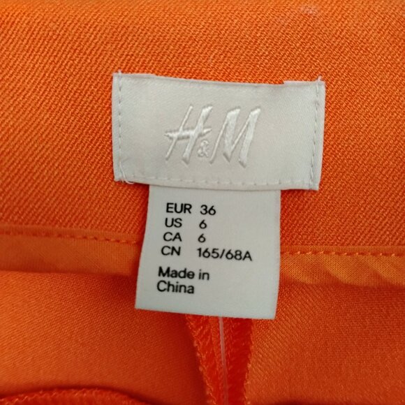 H&M Dressy Pants Size 6 Orange Side Shown Silver Zipper No pockets Slim Leg NWT - Picture 6 of 9